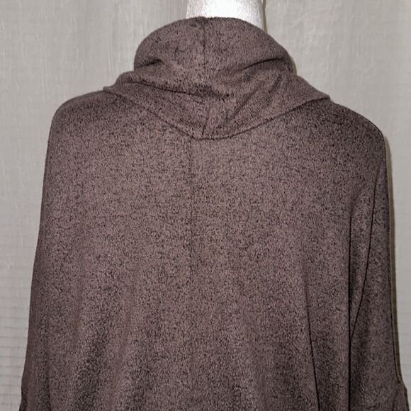 Green Envelope M Brown Heather Knit Cowl Neck Tie Waist Oversized Crop Sweater - Picture 4 of 11